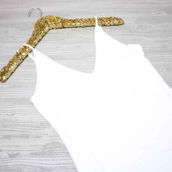 White Bodycon Slit Cami Midi Dress - Picture 7 of 8